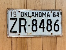 1964 Oklahoma License Plate picture