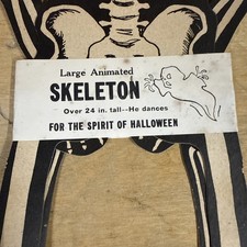 Vintage HALLOWEEN  MECHANICAL SKELETON Jointed 24”  MIB In Package picture