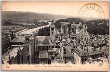 Chateau and River Pau France C.1920s Sepia Posted Stamp Cancel Vintage Postcard picture