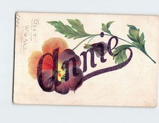 Postcard Embossed Text Name Annie and Flower Art Print picture