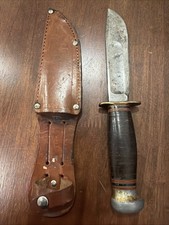 Vintage Marble’s Gladstone Mich Ideal Hunting Knife Stacked Leather Handle picture