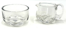 Vintage Clear Glass Creamer Sugar Bowl Set Pressed Floral Pattern Small picture