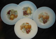 10 Vntg Macbeth Evans Petalware Cremax Decorated Fruit 8” Depression Glass Plate picture