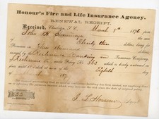 1876 Antique Insurance Receipt Charleston SC Richmond Banking Fire Ephemera Docu picture