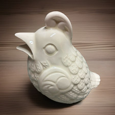 Glazed Ceramic glazed quail Figurine White Animal Decor Statue 5.5 in Unboxed picture