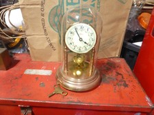 VINTAGE KERN PENDULUM,GLASS DOME MANTEL/SHELF CLOCK + KEY   WORKS GOOD, GERMANY picture