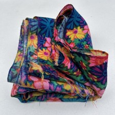 VTG 1970s Neon Floral Polyester Fabric 3.5 Yds Retro Trippy Hippie Mod 46W picture