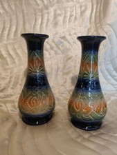 Sarawak vases matching pair vintage Rare signed blue glazed hand crafted made picture