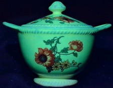 Vintage Sebring Pottery The Poppy Sugar Bowl ~ UV Reactive Glaze ~ 1925 picture