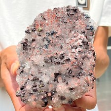 800g Large Natural Red Quartz Crystal Cluster & Pyrite Gold Mineral Specimen picture
