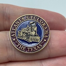 Vintage Atlanta Cyclorama Texas Steam Locomotive Round Enamel Lapel Pin picture