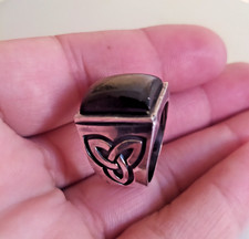 Ancient Vintage Victorian Sterling Silver Ring Natural Labradorite Stone Size 8 picture
