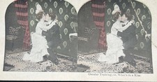     Antique Risque Stereoview Oscular Training Kissing Couple Comic Card picture