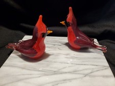 Vintage Langham Art Glass Cardinal Pair - Signed Paul Miller Mint Condition... picture