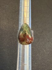 NATIVE AMERICAN 925 STERLING SILVER UNAKITE RING SIZE 4.5 Signed K139 picture