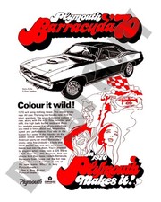 1970 Chrysler Plymouth Barracuda Magazine Press Promo Ad 8x10 Photo picture