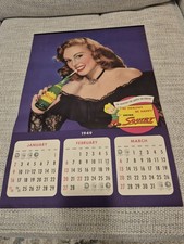 Vintage 1949 Squirt Wall Calendar  Advertising Sign.  Soda Pop. Nice Condition. picture