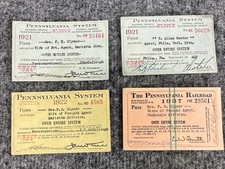 4 Vintage 1920s 1930s Railroad Train Passes Pennslyvania System Marietta OH picture