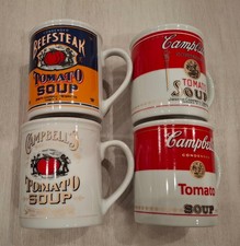 LOT OF (4) Campbells Soup 125th Anniversary Vintage Ceramic Mugs Cup Collection picture