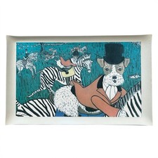 Vtg Gant Gaither ZOOPHISTICATES Serving Tray Fox Terrier Zebra Whimsical Hunting picture