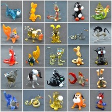 50 Mini Glass Animal Figurines Set Hand Blown Art Glass Collection No Duplicates picture