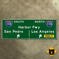 California Interstate 110 Harbor Freeway San Pedro Los Angeles road sign 27x10 picture