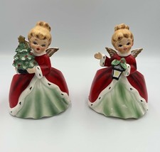 VTG Lot 2 Napco Napcoware Christmas Tree Angel Lantern Planter Figurine Japan picture