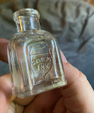 Small Clear Glass Ink Bottle with Embossed 