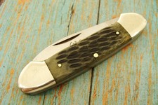 VINTAGE FROST CUTLERY JAPAN GREEN BONE FOLDING CANOE POCKET KNIFE FALCON KNIVES picture