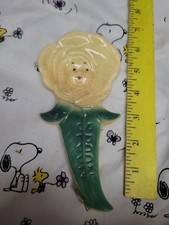Vintage Kitshy Rose With Face Ceramic Spoon Rest Damage & Repair picture