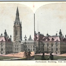 c1900s Ottawa, Canada Litho Photo Stereo Card Parliament Building West Block V11 picture