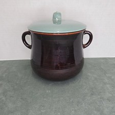 Vintage Red Wing Pottery Village Green Bean Pot Mid Century Stoneware Crock Lid picture