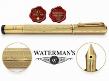WATERMAN'S Retractable Guilloché Fountain Pen GOLD Nib Vintage 1900 Dates picture