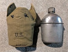 Vintage US Army Canteen With Cup WWII 1940s Military 1941 picture