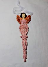 Handmade Hand Painted Brown Haired Angel Christmas Tree Ornament picture