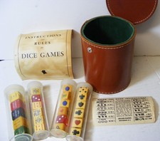 Vintage 24p DICE Game 4 clear Tubes Crisloid Plastics Bakelite & Lucite Leather picture