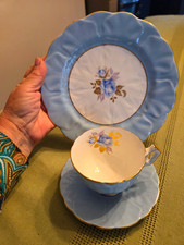 Aynsley Bone  China Blue Rose  3 piece  set, vintage 1935-1950 picture