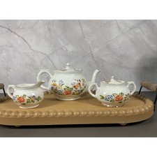Aynsley Cottage Garden Tea Set Teapot Sugar Creamer Fine Bone China England picture