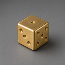 Solid Brass Dice Paperweight, 1 Inch Brass Geometric Cube Desk Decor picture