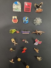 Vintage Lapel Pins Lot of 18 ~ Uncle Sam, Wells Fargo, Dawg Pound, Cat, Rose++ picture