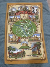 Vtg NEW City of York England Souvenir Printed Cotton Kitchen Tea Towel by Lamont picture