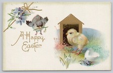 Atq/Vtg Embossed Post Card A Happy Easter Hatched Chicks N113 picture