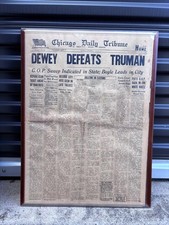 Authentic 1948 Dewey Defeats Truman Chicago Tribune COMPLETE Paper - Framed picture