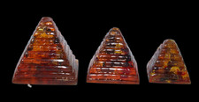 3 UNIQUE PHARAONIC ANCIENT EGYPTIAN Pyramids Statues Amber Stone Statues (AF) picture