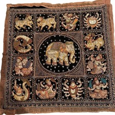 Indian Thai Zodiac Tapestry Vintage Zodiac Wall Decor Sequin Hand Embroidered picture
