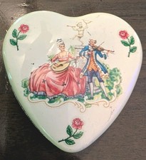 Vintage Heart Shaped Tin Designed by Daher-An England Victorian Couple Courting picture