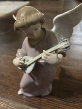 Lladró #6629 Allegro Angelical Cherub Playing Guitar Mandolin Porcelain Spain picture
