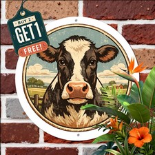 Farmyard Scene Pastoral Country Life Round Aluminum Sign picture