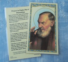 Saint St. Pio with Prayer to Padre Pio of Pietrelcina - Laminated Holy Card picture