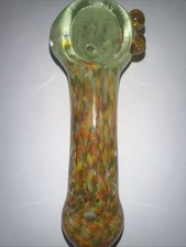 4.25” Glass Tobacco Smoking SPECKLED FUZION PIPE Green BOWL  3 NUBS  picture